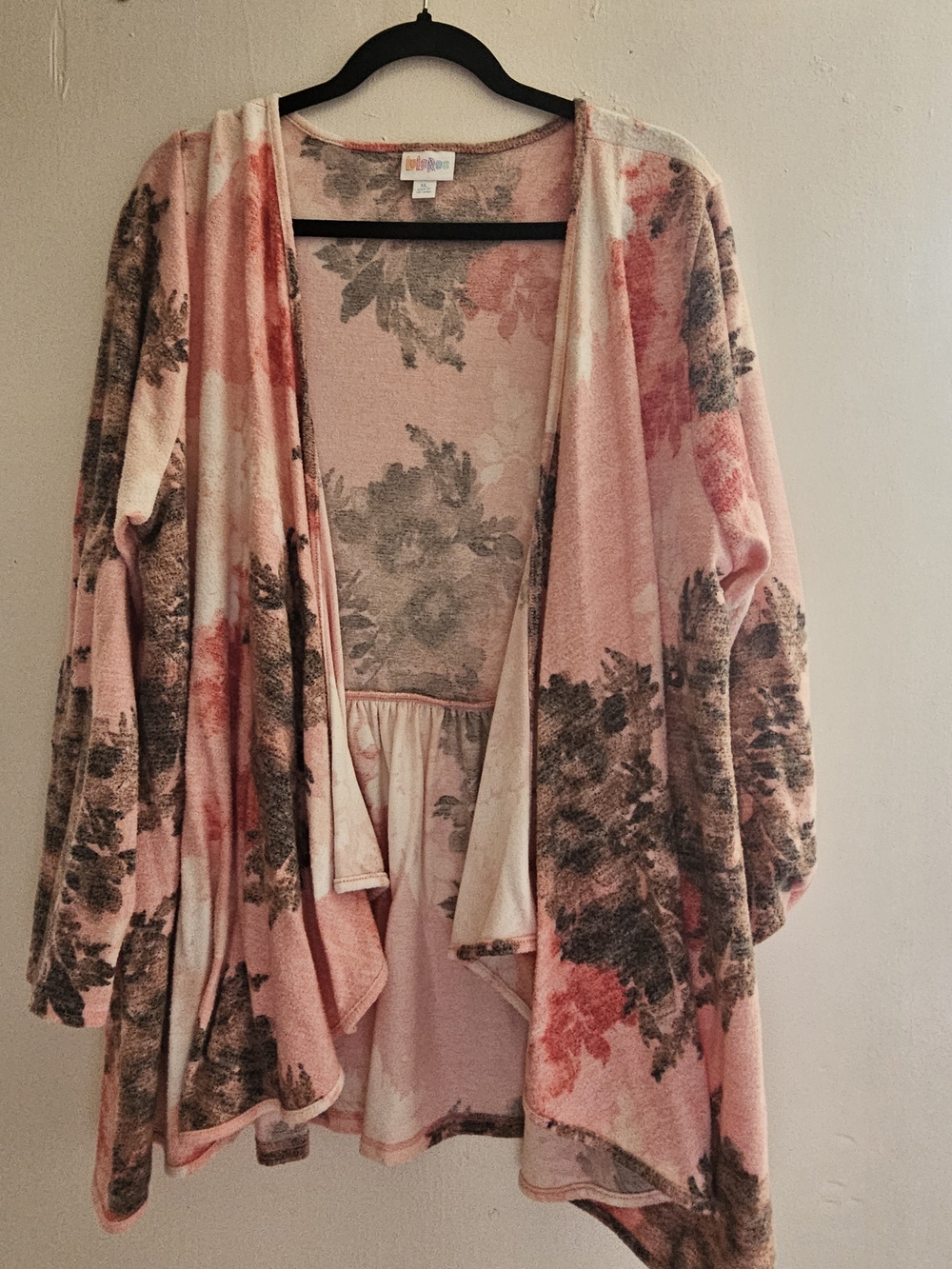 LuLaRoe Pink Floral Open Cardigan